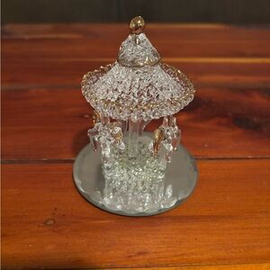 Glass Carousel Figurine with Gold Accents